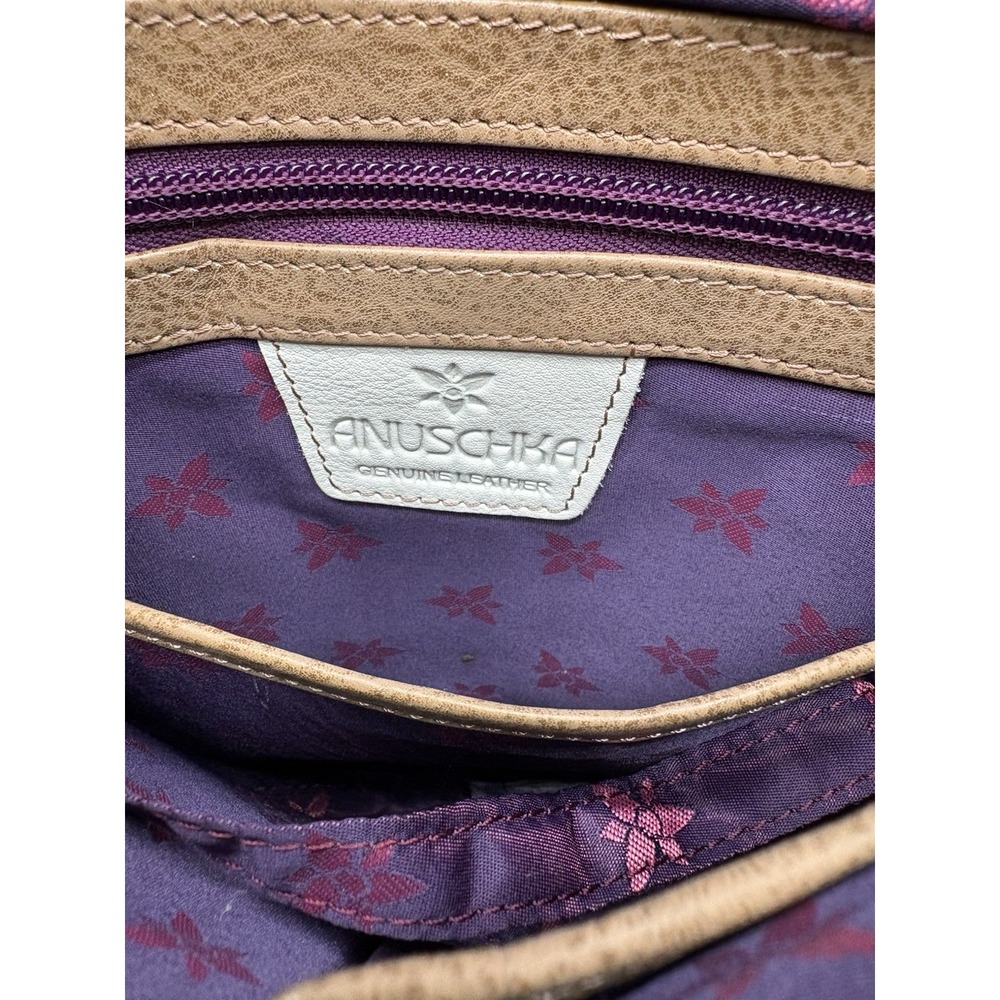 Anna Anuschka Leather Bag Hand Painted Happy Camper Peace Van Purse NWT - Picture 10 of 14